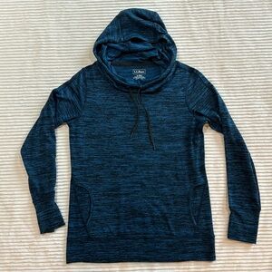 L.L.Bean Cowl Neck Hooded Knit Long Sleeve Shirt Sweater Blue Black Small